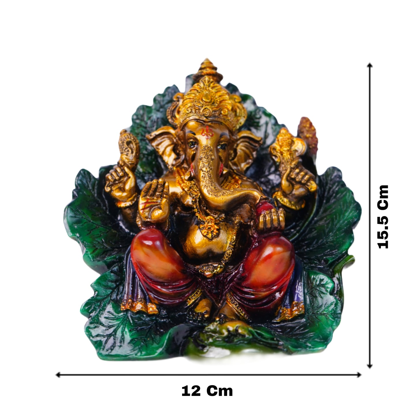 गोल्डन गणेश जी मूर्ति (15.5 cm) – 7-दिवसीय प्राण प्रतिष्ठित
