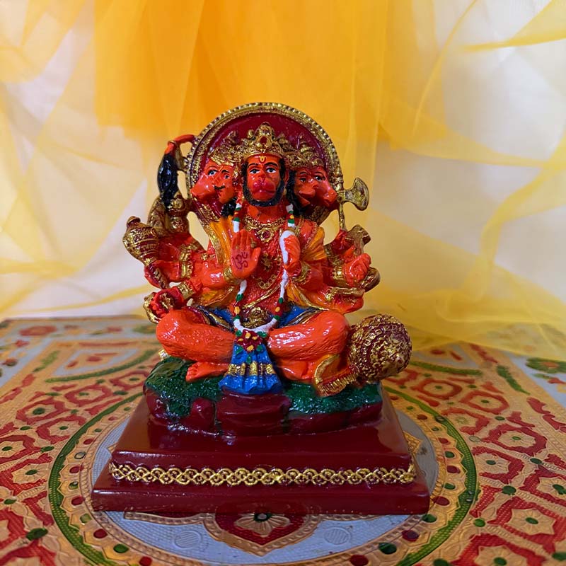 सिंदूरी पंचमुखी हनुमान जी मूर्ति – 7-दिवसीय प्राण प्रतिष्ठित