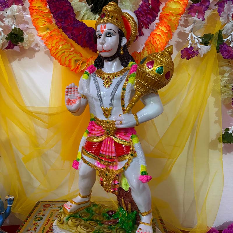 वीर हनुमान गदाधारी मूर्ति (अभय मुद्रा) – 7-दिवसीय प्राण प्रतिष्ठित