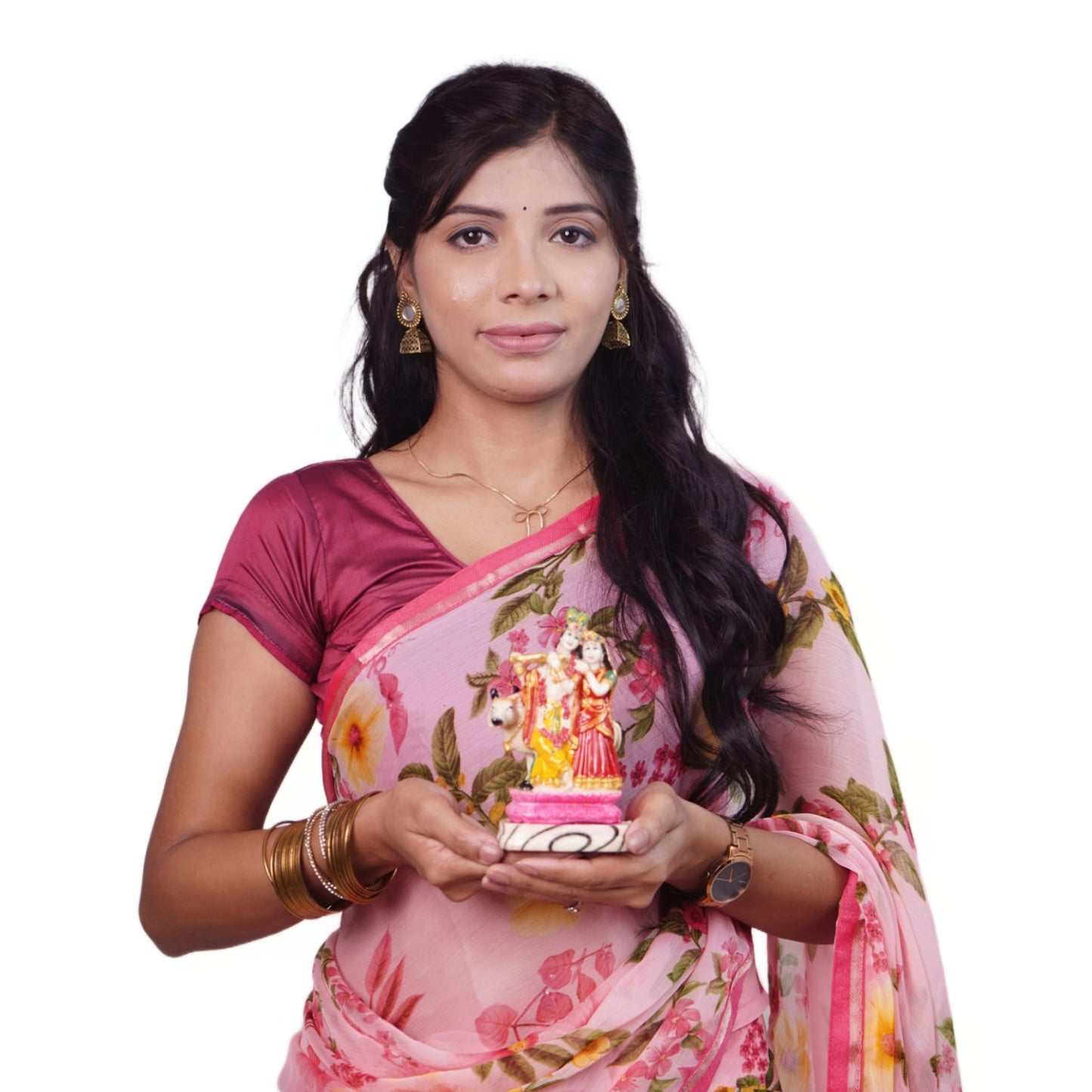 राधा कृष्ण गाय मूर्ति (14.5 cm) – 7-दिवसीय प्राण प्रतिष्ठित