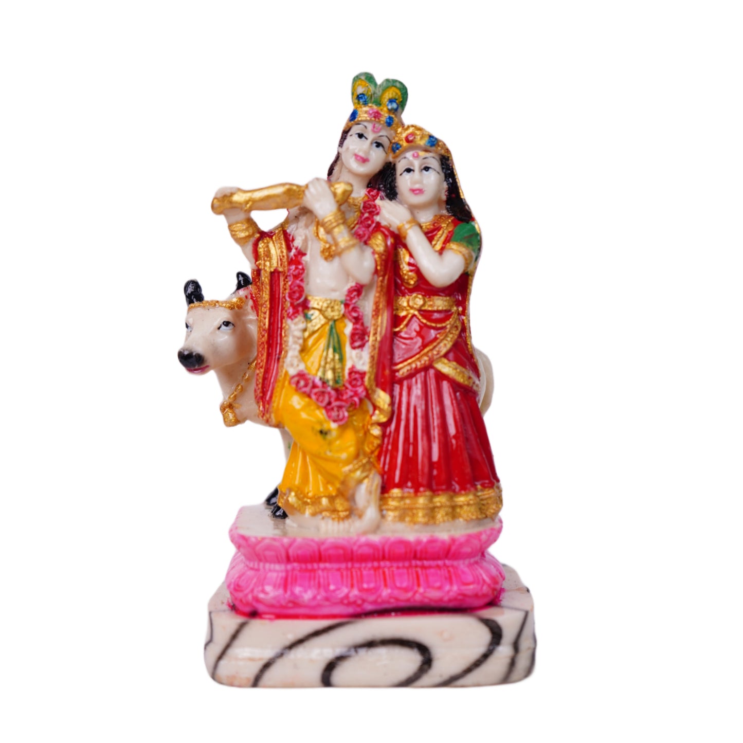राधा कृष्ण गाय मूर्ति (14.5 cm) – 7-दिवसीय प्राण प्रतिष्ठित