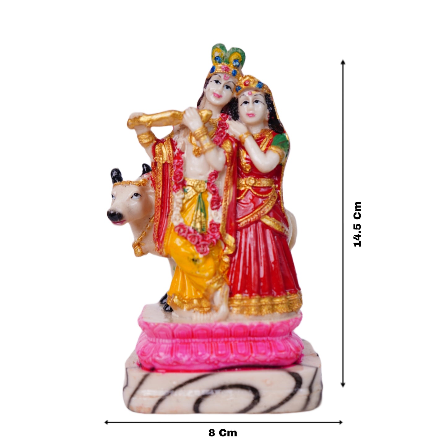 राधा कृष्ण गाय मूर्ति (14.5 cm) – 7-दिवसीय प्राण प्रतिष्ठित