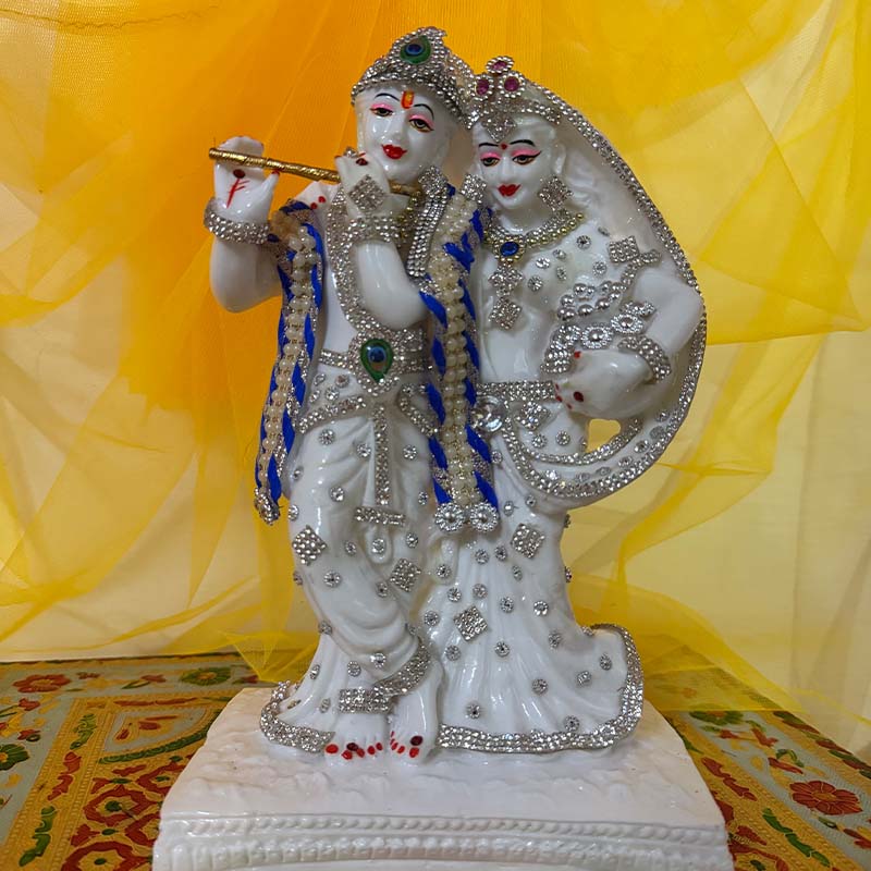 श्वेत कांति डायमंड शृंगार राधा कृष्ण युगल मूर्ति – 7-दिवसीय प्राण प्रतिष्ठित