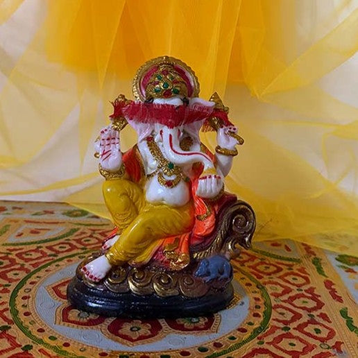 ललितासन श्री गणेश मूर्ति (मूषक संग) – 7-दिवसीय प्राण प्रतिष्ठित