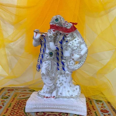 श्वेत कांति डायमंड शृंगार राधा कृष्ण युगल मूर्ति – 7-दिवसीय प्राण प्रतिष्ठित