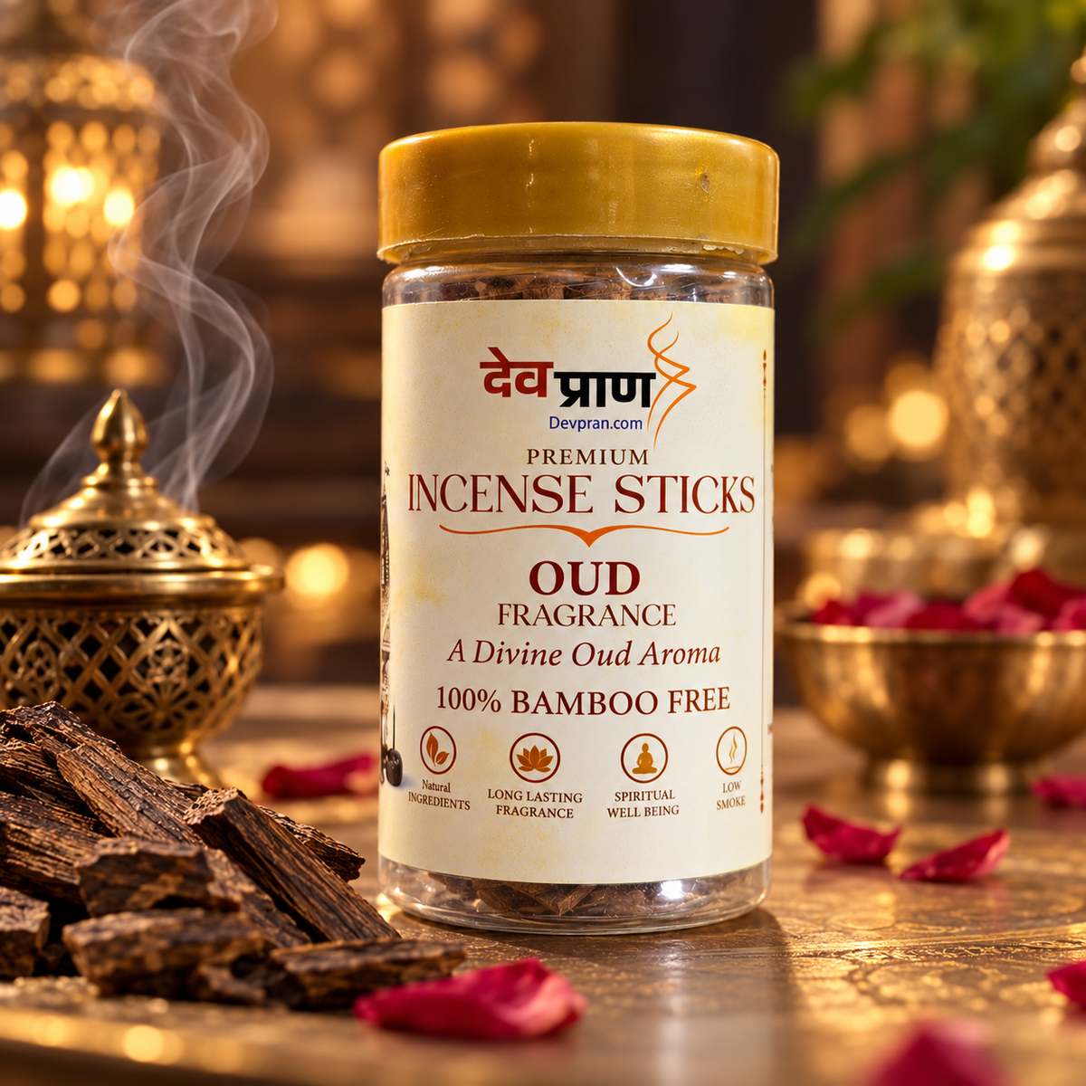 देवप्राण प्रीमियम ऊद अगरबत्ती (Devpran Premium Oud Incense Sticks) – 100% बैम्बू फ्री एवं दिव्य राजसी सुगंध