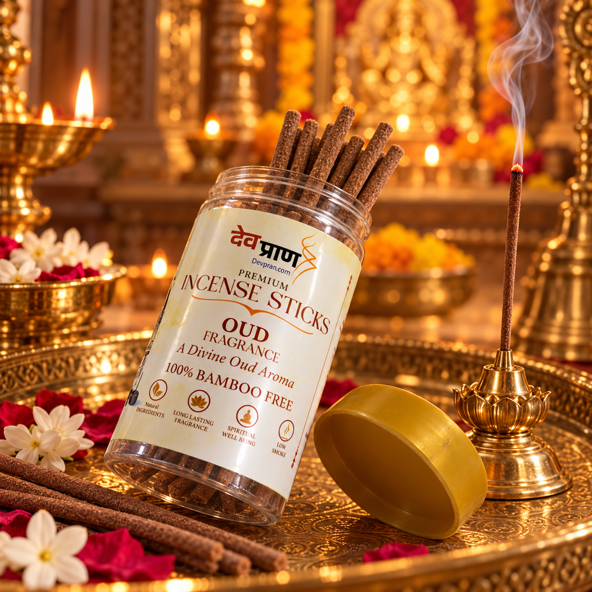 देवप्राण प्रीमियम ऊद अगरबत्ती (Devpran Premium Oud Incense Sticks) – 100% बैम्बू फ्री एवं दिव्य राजसी सुगंध