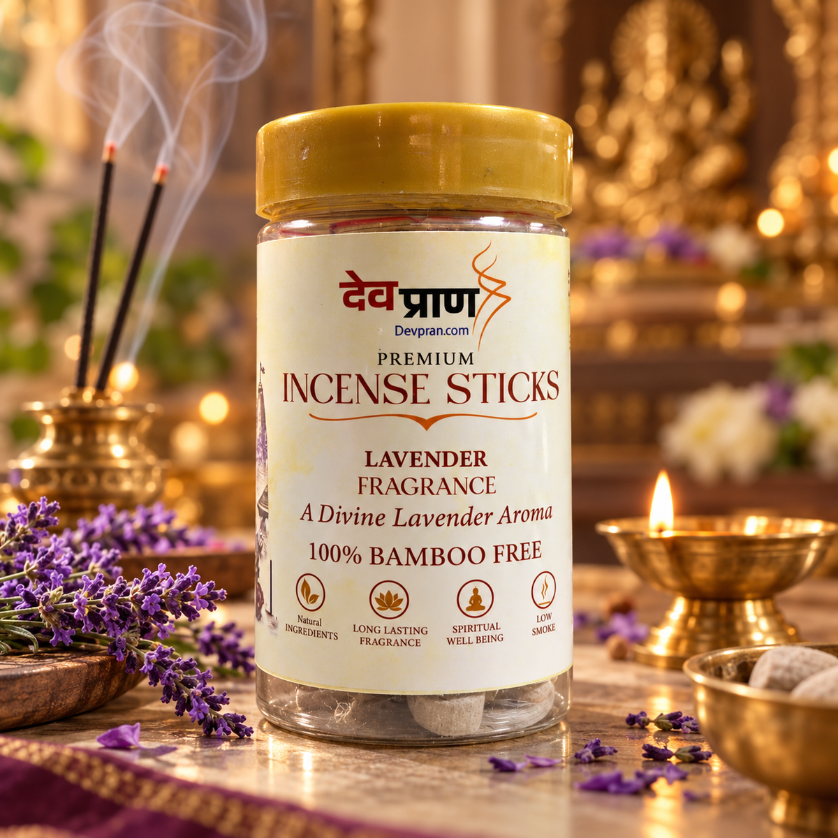 देवप्राण प्रीमियम लैवेंडर अगरबत्ती (Devpran Premium Lavender Incense Sticks) – 100% बैम्बू फ्री एवं दिव्य शांत खुशबू