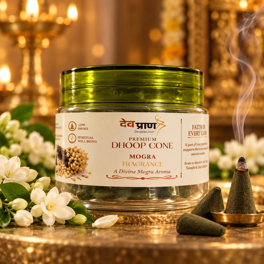 देवप्राण प्रीमियम मोगरा धूप कोन (Devpran Premium Mogra Dhoop Cone) – 100% प्राकृतिक एवं दिव्य सुगंध