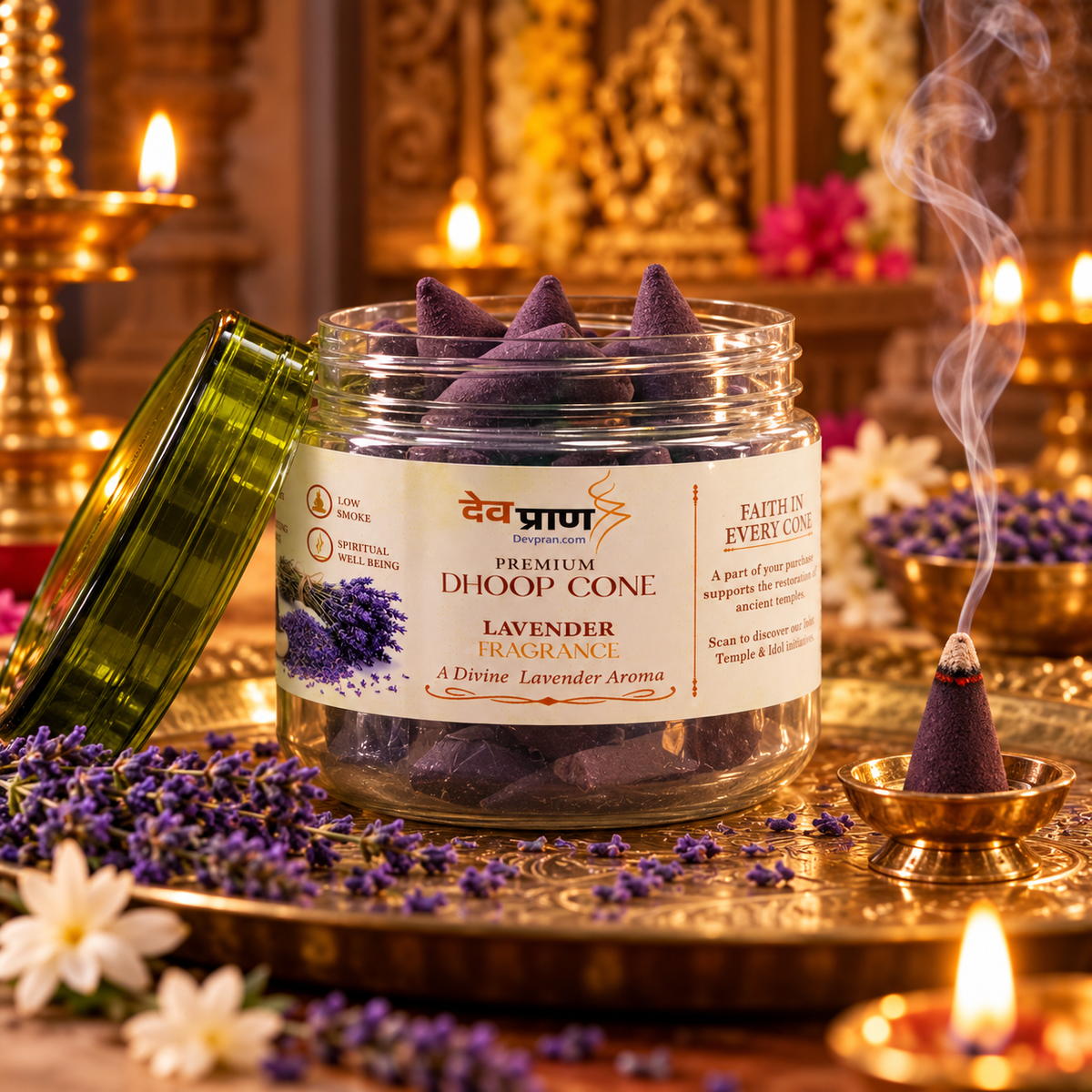 देवप्राण प्रीमियम लैवेंडर धूप कोन (Devpran Premium Lavender Dhoop Cone) – 100% प्राकृतिक एवं दिव्य शांत सुगंध